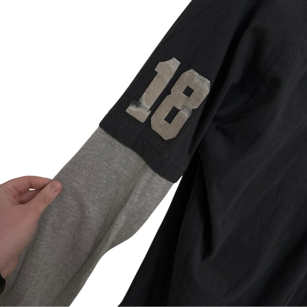 Nike Vintage Football Long Sleeve Layered Gray XXL Fits Like XL Athletic Tshirt - Picture 5 of 6